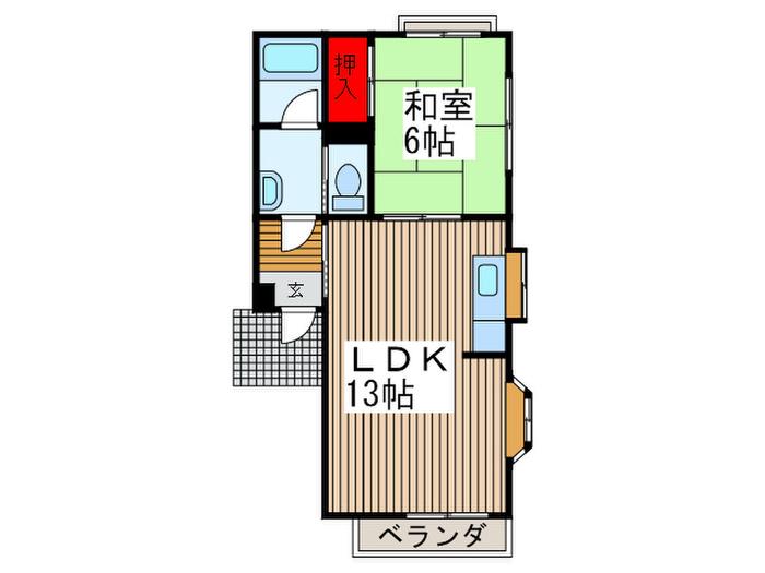 松井川口ハイツ(1LDK/1階)の間取り写真