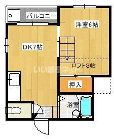 ルピナス(1DK/2階)の間取り写真