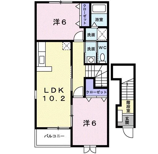 ベェル ヴェル(2LDK/2階)の間取り写真
