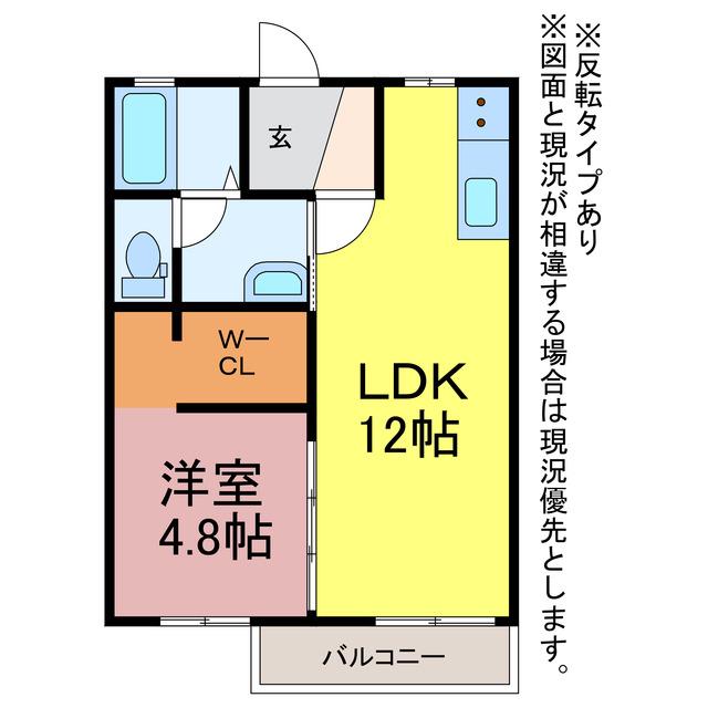 グリーンヒルズ(1LDK/2階)の間取り写真