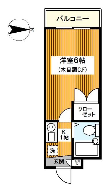 ドルフィン新杉田(1K/2階)の間取り写真