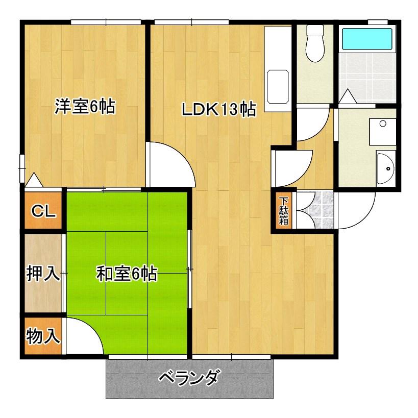 セジュールクラモト(2LDK/2階)の間取り写真