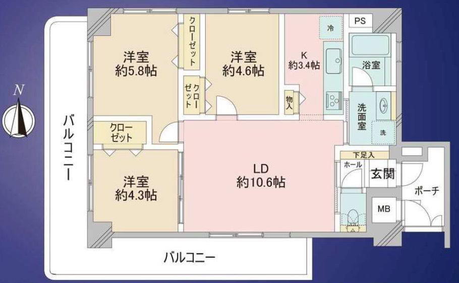 アプレ浅草フォレスト(3LDK/10階)の間取り写真