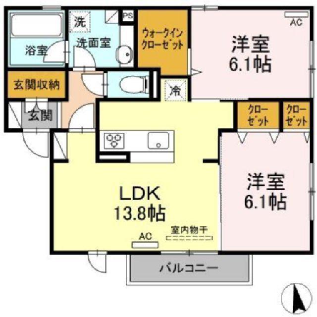 リカーム-オクト リカーム(2LDK/2階)の間取り写真