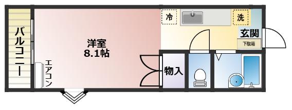 カーサモア木更津(ワンルーム/2階)の間取り写真