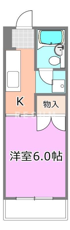 カームハイツ(1K/2階)の間取り写真