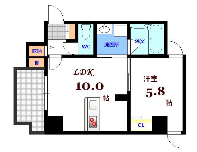 MARIO TERRACE 平野町(1LDK/7階)の間取り写真