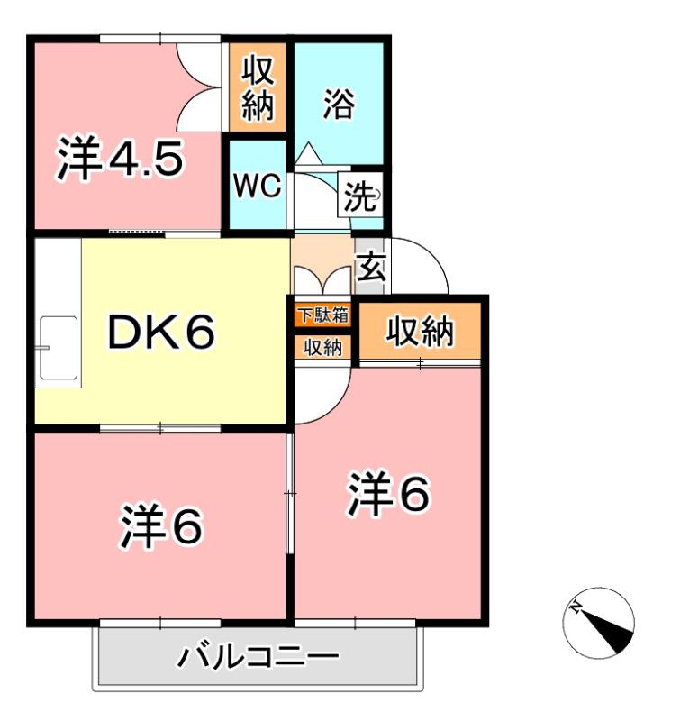 グリーンコーポ浦田(3DK/2階)の間取り写真