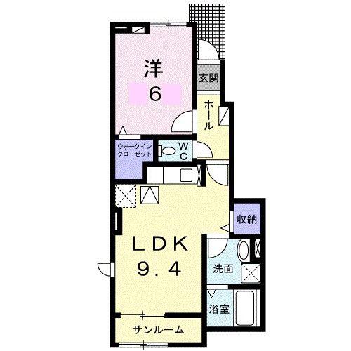 ジュネス ガーデンK3(1LDK/1階)の間取り写真