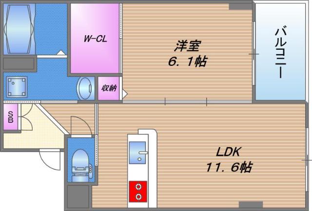 エイチツーオー小路(1LDK/1階)の間取り写真