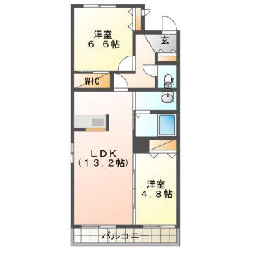MAISON・MAST売市A・B(2LDK/1階)の間取り写真