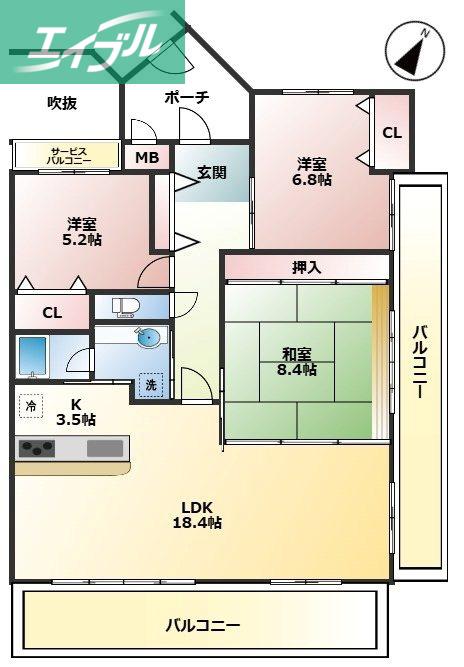 両備グレースマンション妹尾駅前弐番館(3LDK/10階)の間取り写真