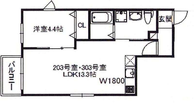 アコルト箱崎(1LDK/2階)の間取り写真