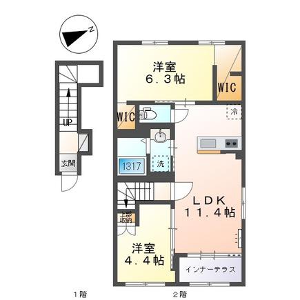 港区東茶屋アパート(2LDK/2階)の間取り写真