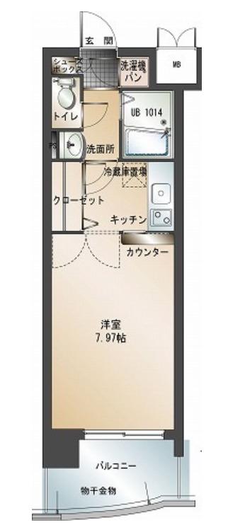 エンクレスト大博通(1K/4階)の間取り写真