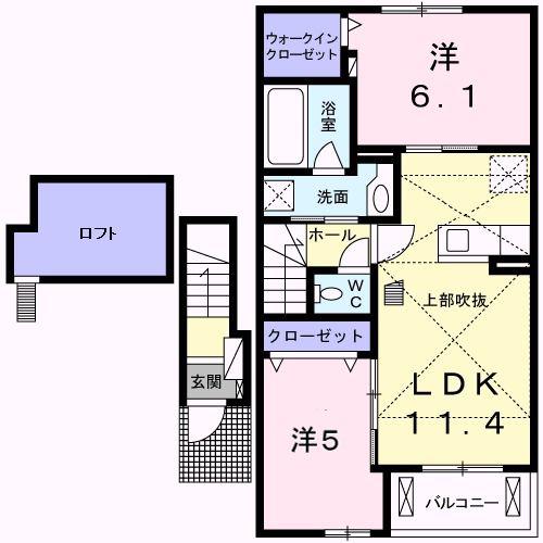 グラースA(2LDK/2階)の間取り写真