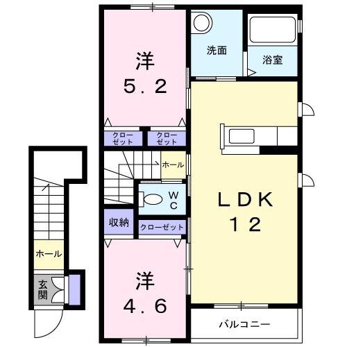 シャーメゾンM B棟(2LDK/2階)の間取り写真