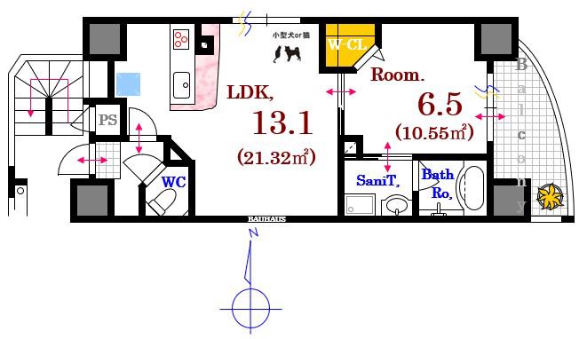BAUHAUS TENMA NO.20(1LDK/2階)の間取り写真