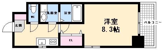  LSW(1K/8階)の間取り写真