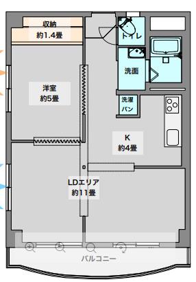 第3菊屋ビル(1LDK/5階)の間取り写真