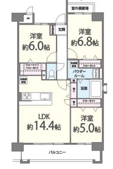 ネクスト吉塚(3LDK/6階)の間取り写真