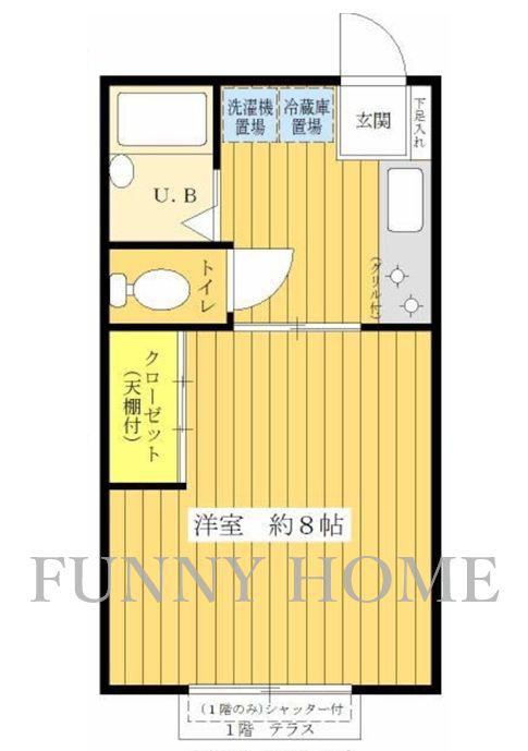 ラ・ムジーク三軒茶屋(1K/1階)の間取り写真