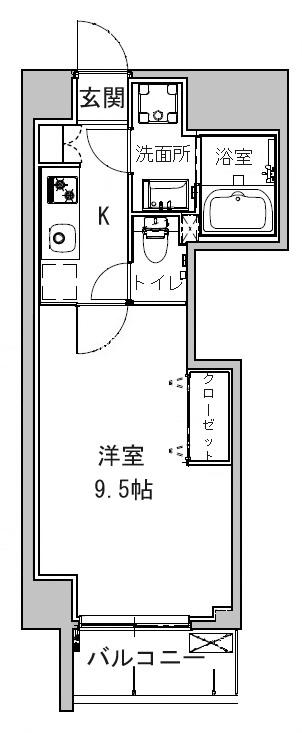 ユタカビル(1K/2階)の間取り写真