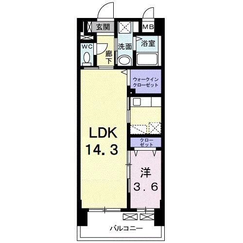 ポエム藤の木(1LDK/4階)の間取り写真