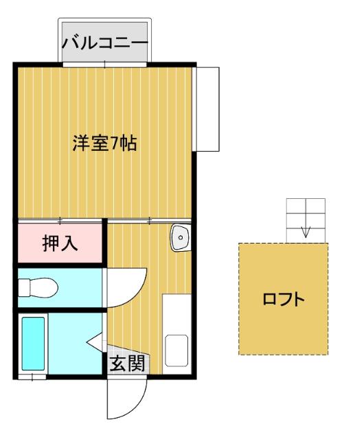 ツインズ白石川棚八番館(1K/1階)の間取り写真