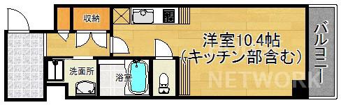 ドゥ・ベルフラール(1K/2階)の間取り写真