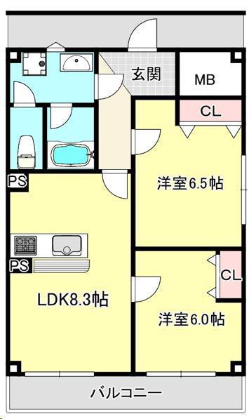 桜燦閣 北上中央(2LDK/2階)の間取り写真