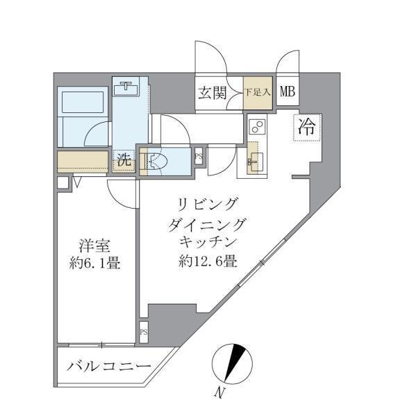 エレミ本蓮沼(1LDK/11階)の間取り写真