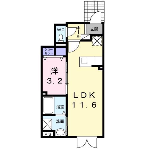 ジェミニ(1LDK/1階)の間取り写真