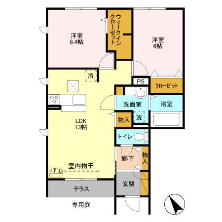 ブリエⅠ(2LDK/1階)の間取り写真
