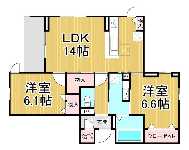 NIGAWA RESIDENCE2(2LDK/1階)の間取り写真