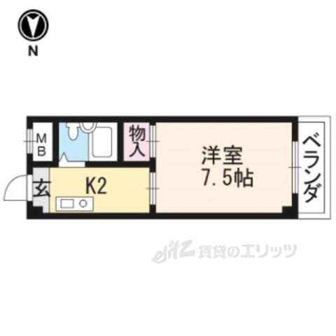 バルコ衣笠(1K/3階)の間取り写真