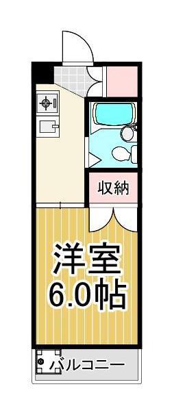 倉澤ビル(1K/3階)の間取り写真