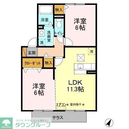 ソレアード(2LDK/1階)の間取り写真