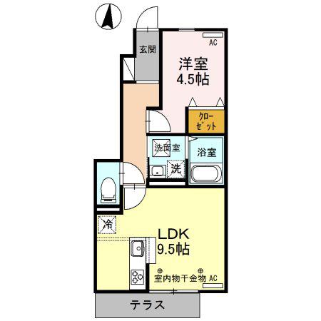 リヴェールヴィラ(1LDK/1階)の間取り写真