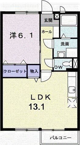 しいの木ハウス(1LDK/2階)の間取り写真