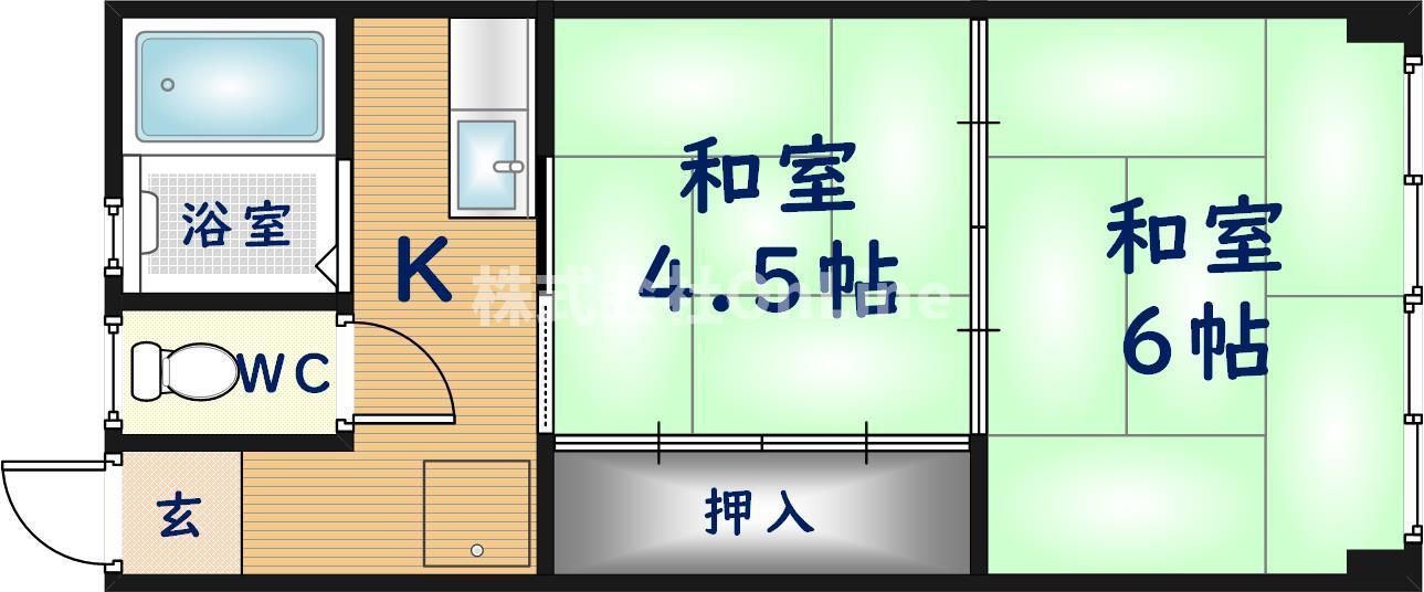 エクセレント老原B棟(2K/3階)の間取り写真