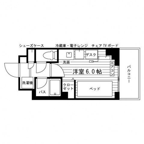 学生会館 FEEL T RESIDENCE(ワンルーム/3階)の間取り写真