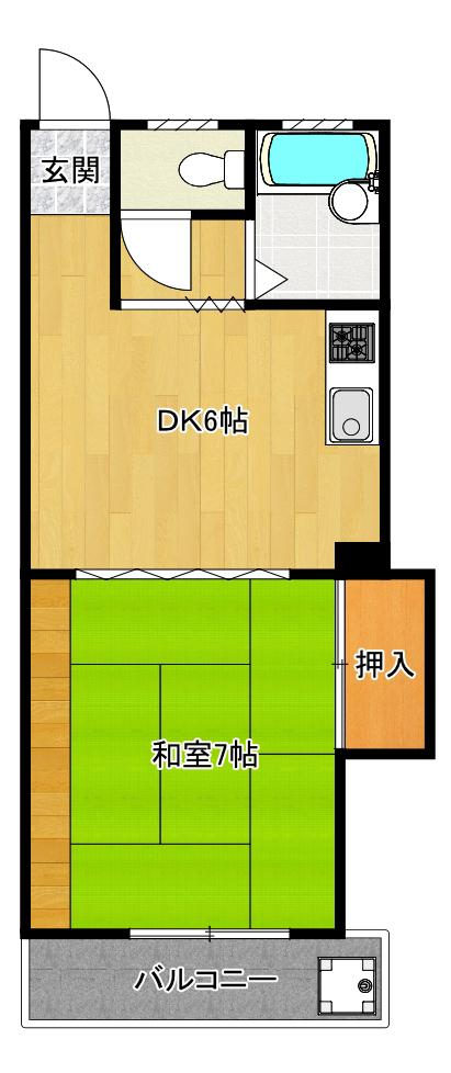 シャレードハイツ稲里(1DK/3階)の間取り写真
