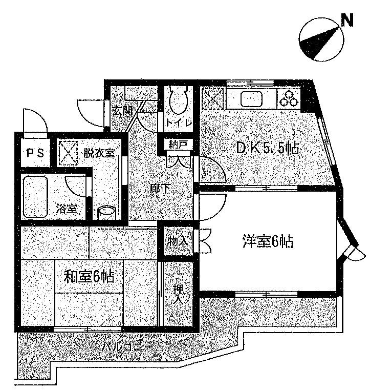 橘ハイツ(2DK/2階)の間取り写真