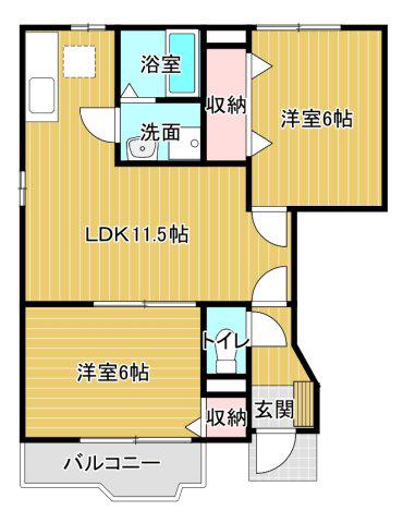 フルールセーヌI(2LDK/1階)の間取り写真