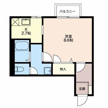 ウェルデンス上所島 弐番館(1LDK/2階)の間取り写真