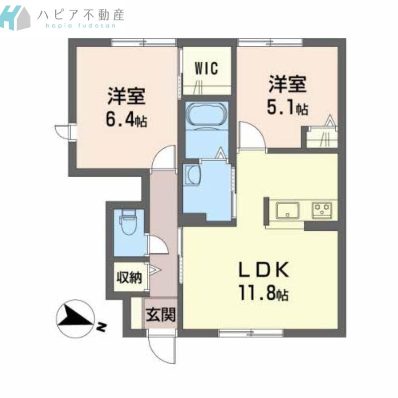 セゾンMK(2LDK/1階)の間取り写真