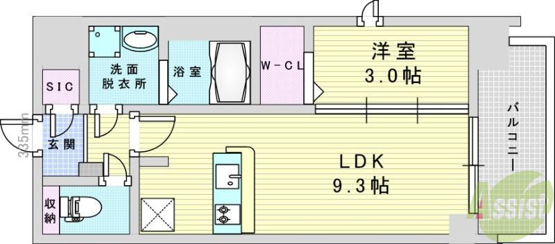 シーズンフラッツ新大阪サウス(1LDK/4階)の間取り写真