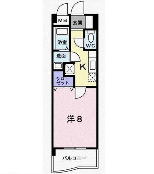 ラウンドヒルズイースト(1K/1階)の間取り写真