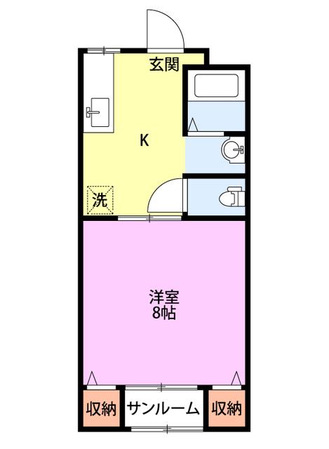 ホープヒル(1K/1階)の間取り写真